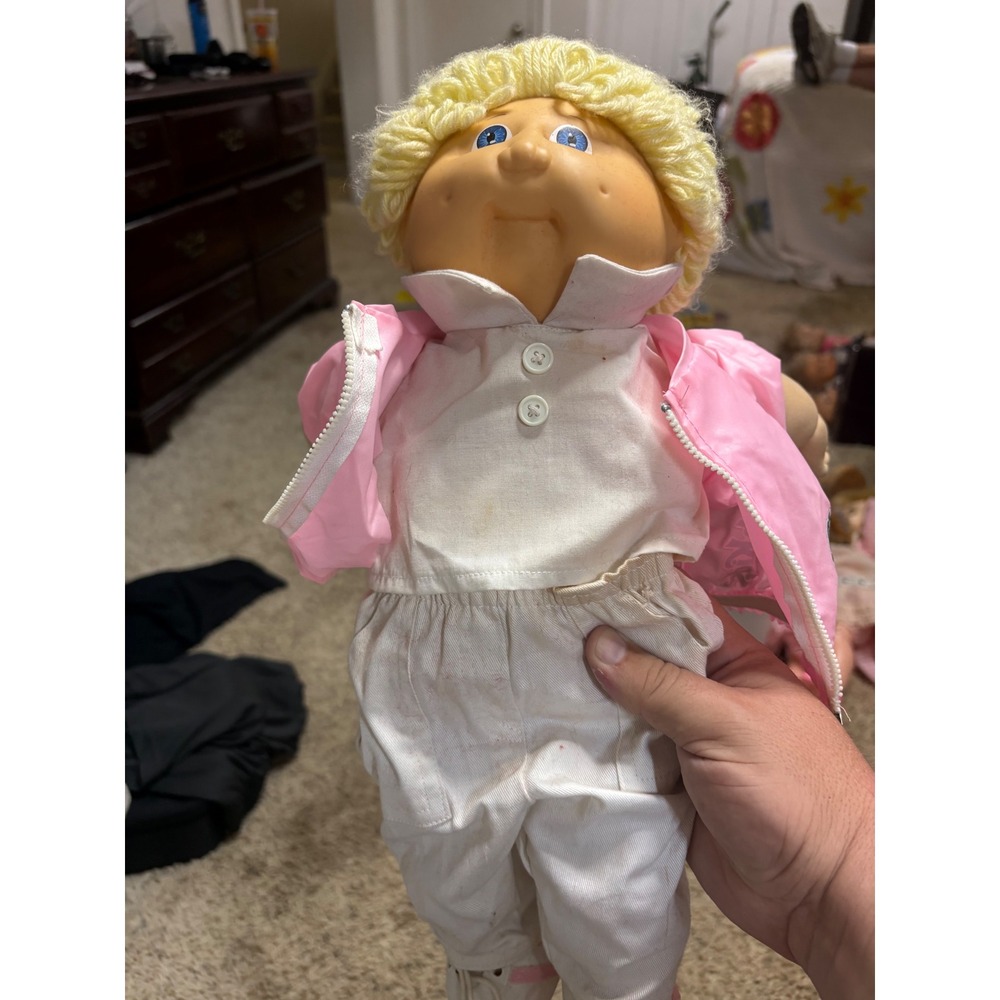 Vintage 1984 Cabbage Patch Kids Doll Xavier Roberts Signature Pink Jacket Coleco